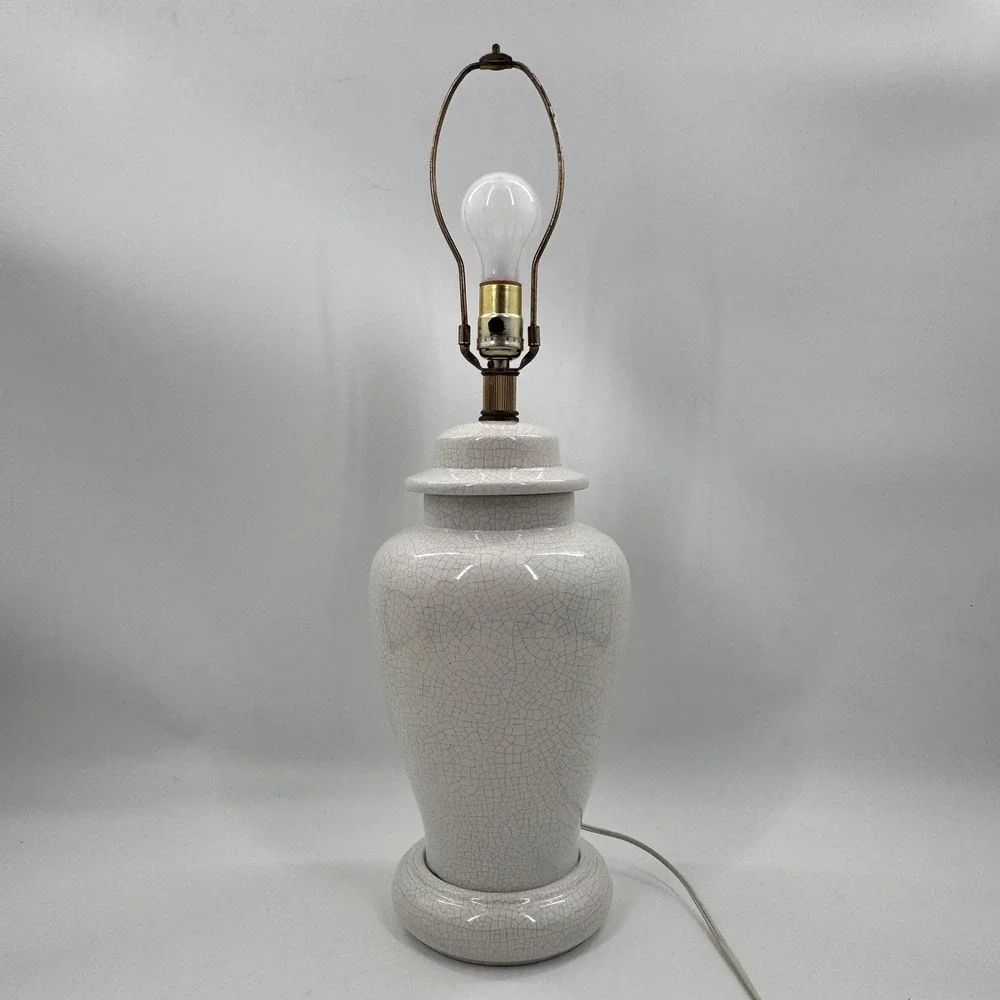 Vintage Chinoiserie Ginger Jar Table Lamp Crackle Glaze Ceramic